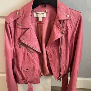 MICHAEL KORS Crinkled Leather Moto Jacket